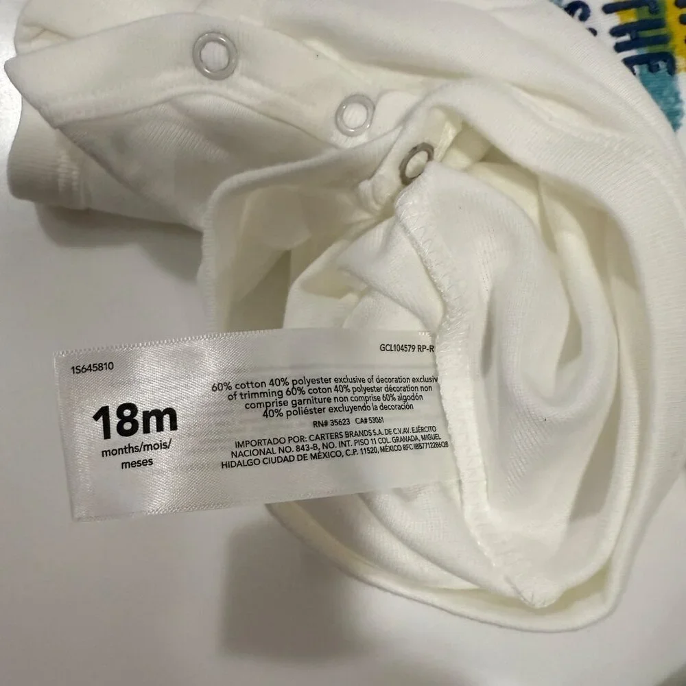 NEW Carter's Lot of‎ 2 Baby Boy 18M Bodysuit Dinosaur Chase the Sun Green White